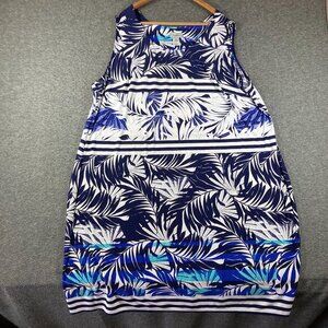 Catherine's Sheath Dress womens Plus 5X‎ Blue Palm Tree Print